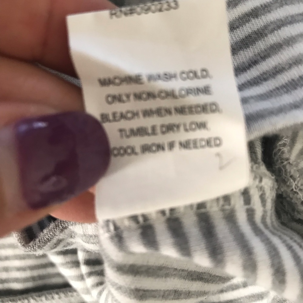 Nollie Gray White Striped Long Sleeve Top Small - Picture 5 of 5